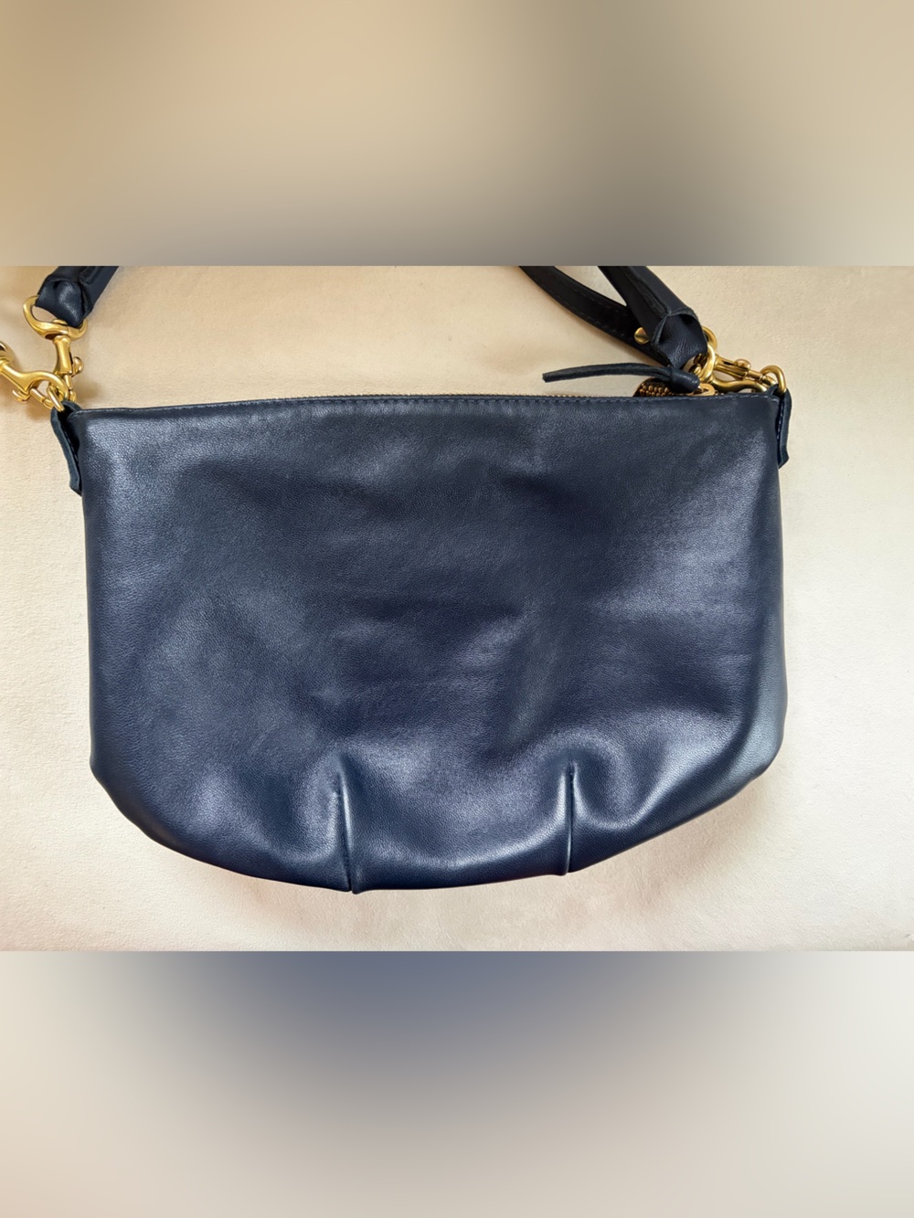Clare V. Petit Moyen - Navy Nappa Leather Crossbody and Shoulder Bag - Picture 6 of 10